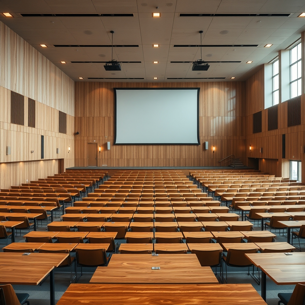 Пустая переговорная комната с большим экраном, на котором отображается интерфейс AI-системы