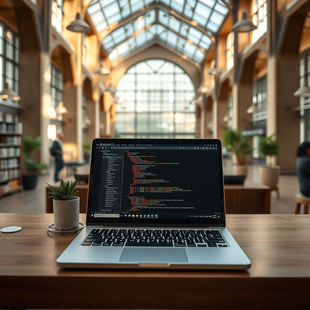 Рабочий стол с ноутбуком, на экране которого отображаются графики нейронной сети
